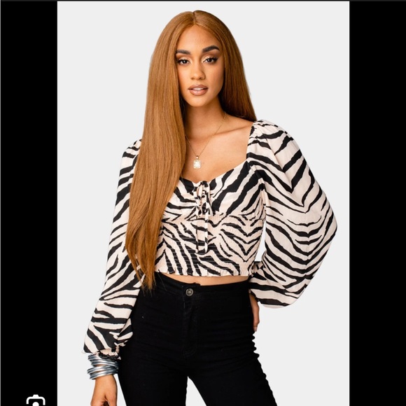BuddyLove Isabella Smocked Crop Animal Zebra Top Women’s XS - Picture 1 of 5